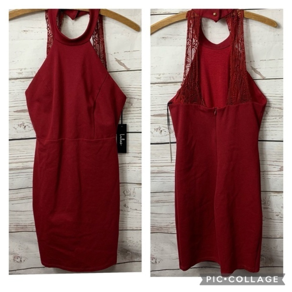 Lulu’s Hometown Girl Wine Red Lace Skater Dress - Picture 5 of 6